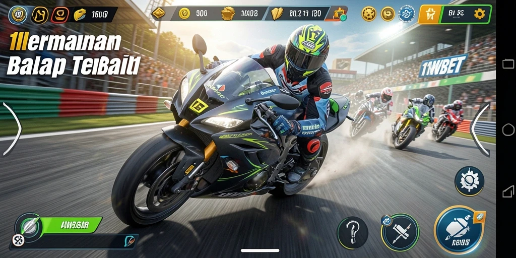 Tampilan gameplay menegangkan dari balapan motor di 11WBET.