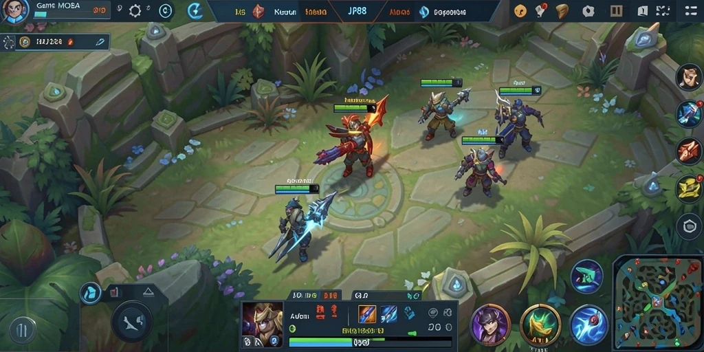Screenshot utama AJR88 menunjukkan aksi gameplay MOBA yang mendebarkan.