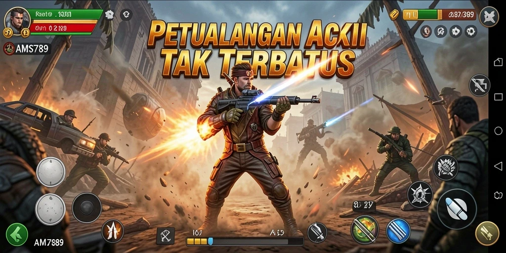 Tangkapan layar aksi seru di AMS789 dengan karakter berkelahi melawan musuh.