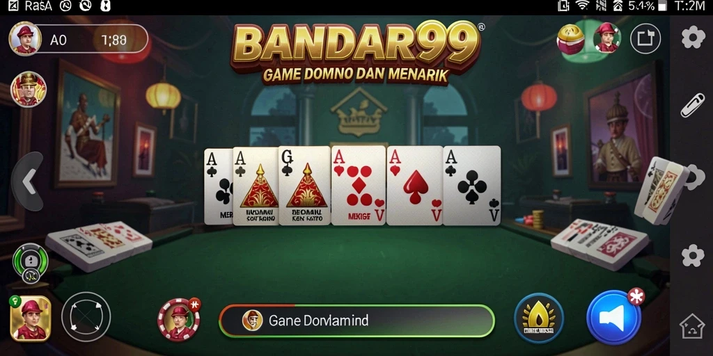 Screenshot utama BANDAR99 menampilkan permainan Domino yang seru.