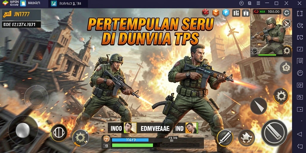Tampilan gameplay jnt777 yang menegangkan dan penuh aksi dalam pertempuran TPS.