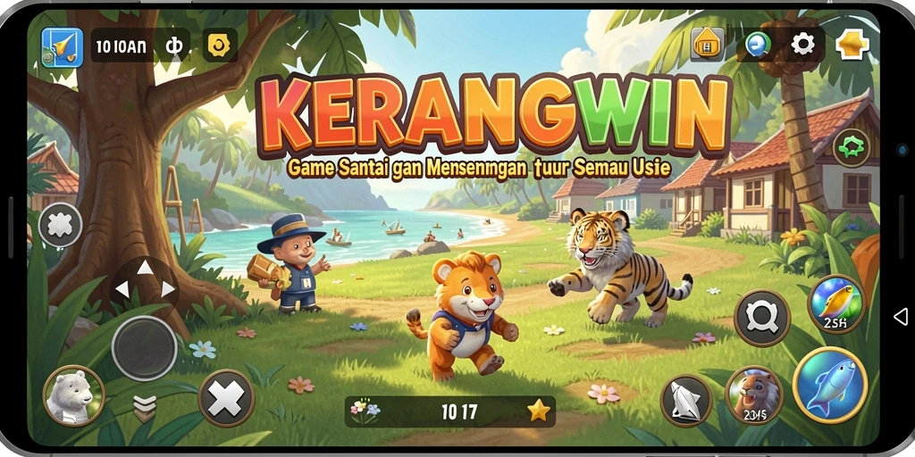 Tampilan gameplay KERANGWIN yang penuh warna dan menyenangkan.