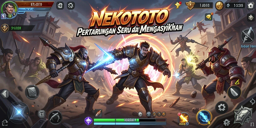 Tampilan gameplay NEKOTOTO dengan pertarungan yang mendebarkan.