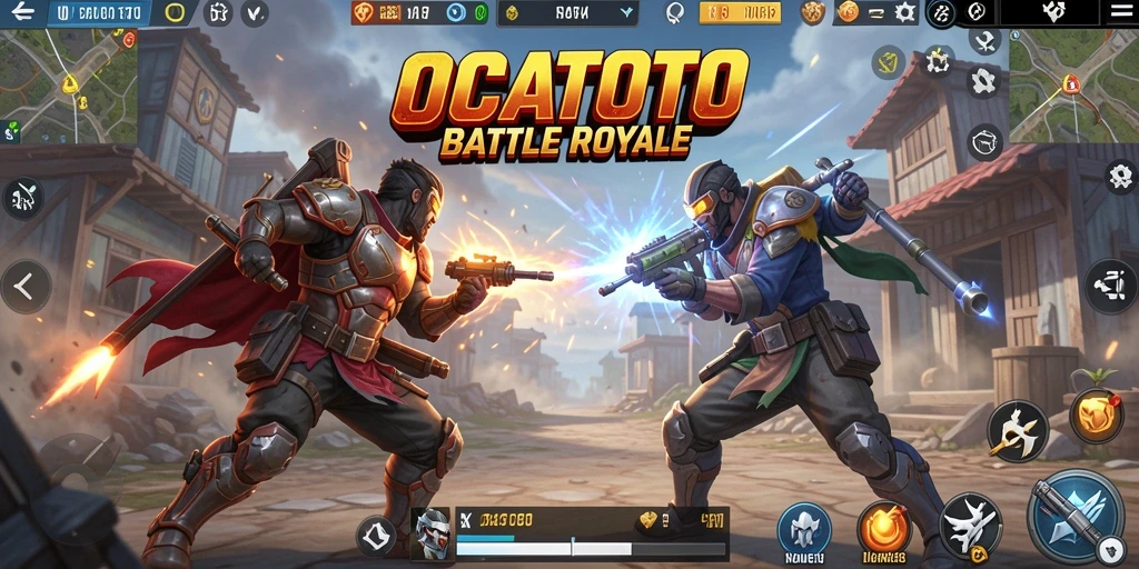 Screenshot permainan OCATOTO menampilkan aksi seru dalam Battle Royale.