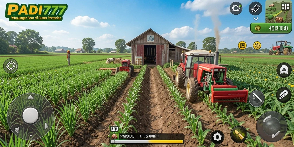 Tampilan gameplay <strong>PADI777</strong> yang menarik dengan berbagai aktivitas pertanian.