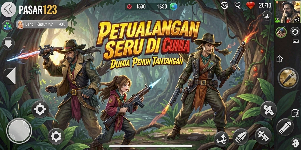 Tangkapan layar utama menunjukkan aksi mendebarkan dalam game PASAR123.