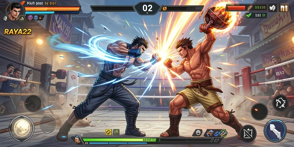 Gameplay menegangkan dalam RAYA22 yang penuh aksi Fighting.