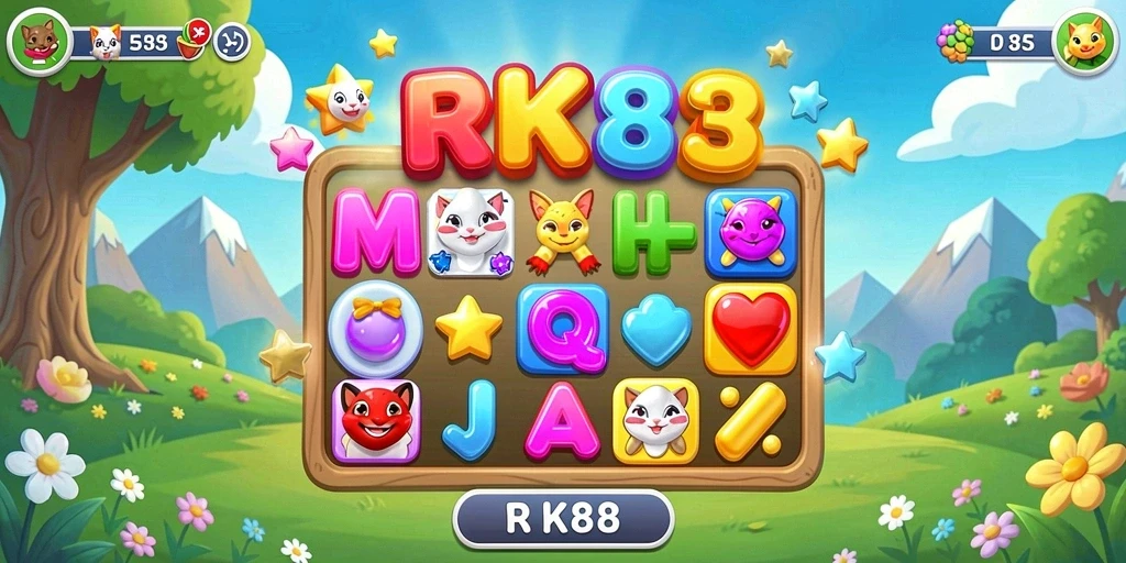 Tampilan gameplay RK88 yang seru saat mencocokkan permata.