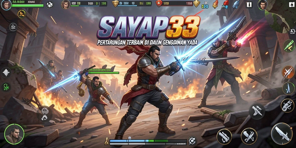 Tangkapan layar utama menunjukkan pertarungan intens dalam game Fighting.