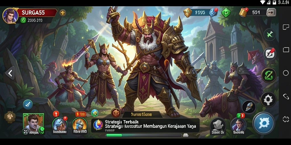 Gameplay seru SURGA55 dengan strategi membangun kerajaan.