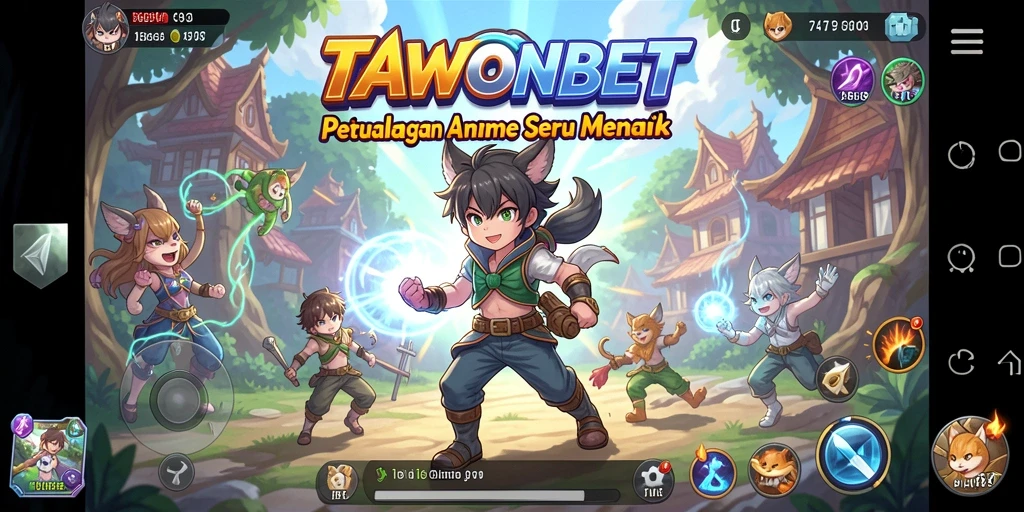Tampilan gameplay seru dari TAWONBET dengan karakter anime.
