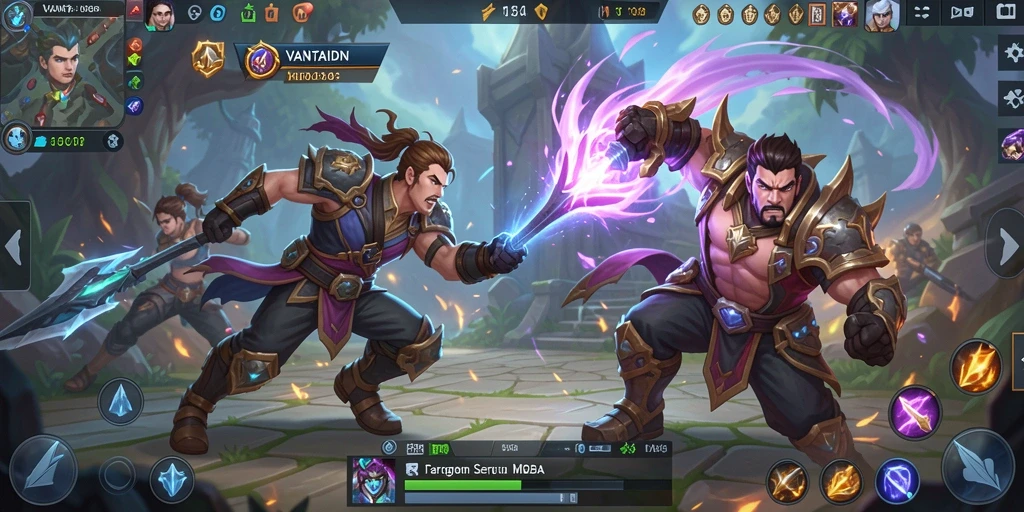 Screenshot gameplay ROG VANTAIDN dengan pertarungan tim yang intens.