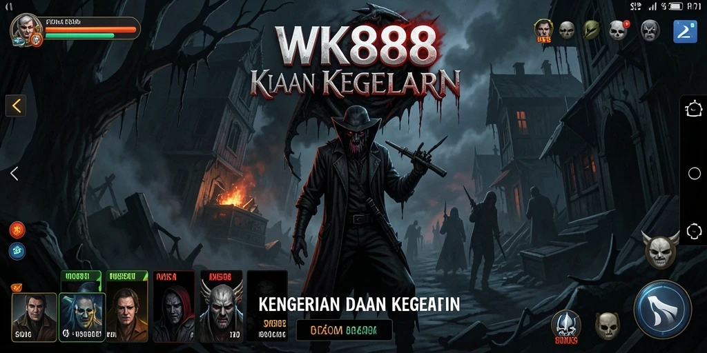 Screenshot utama menampilkan gameplay WK888 dengan suasana seram.